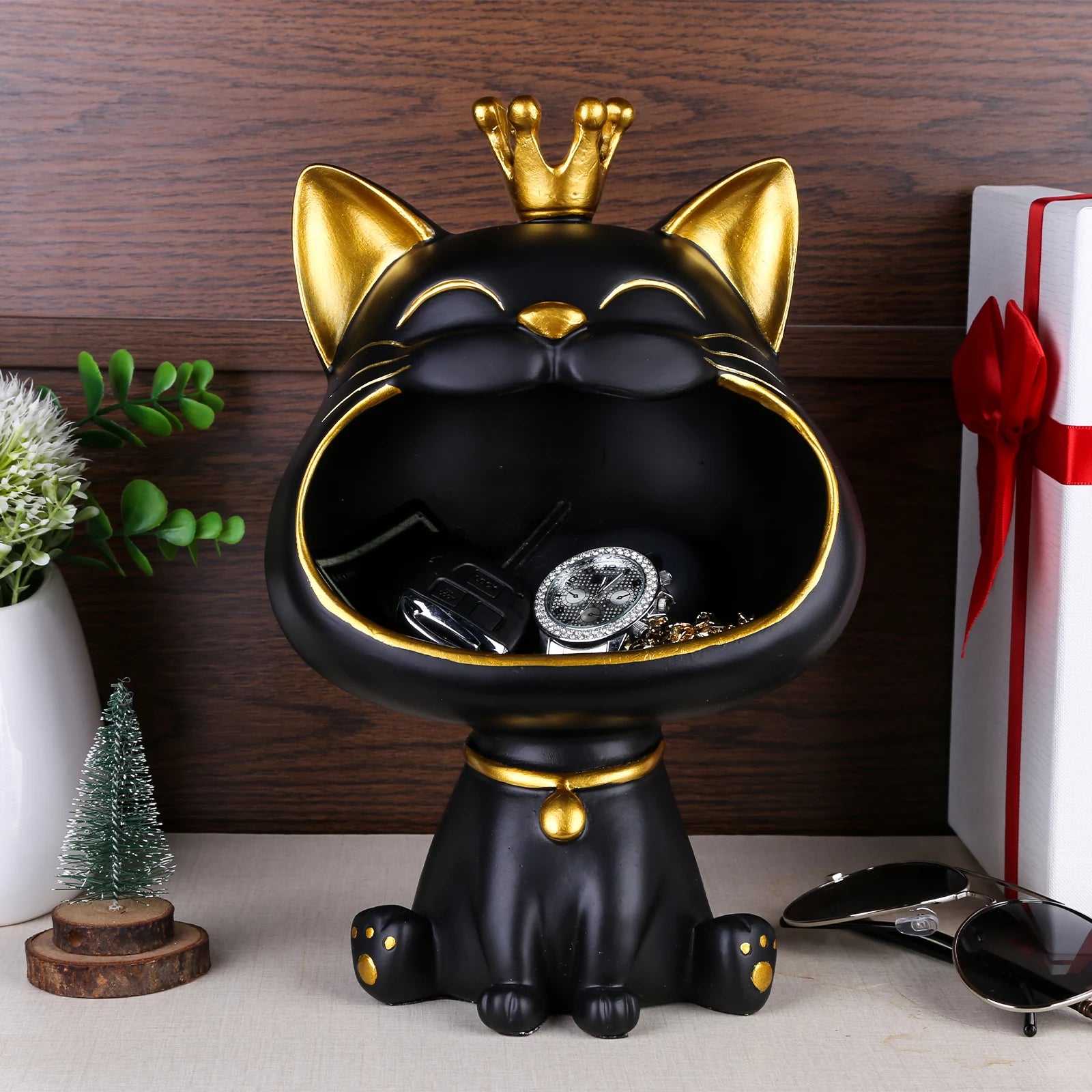 Resin Lucky Cat Storage Decor